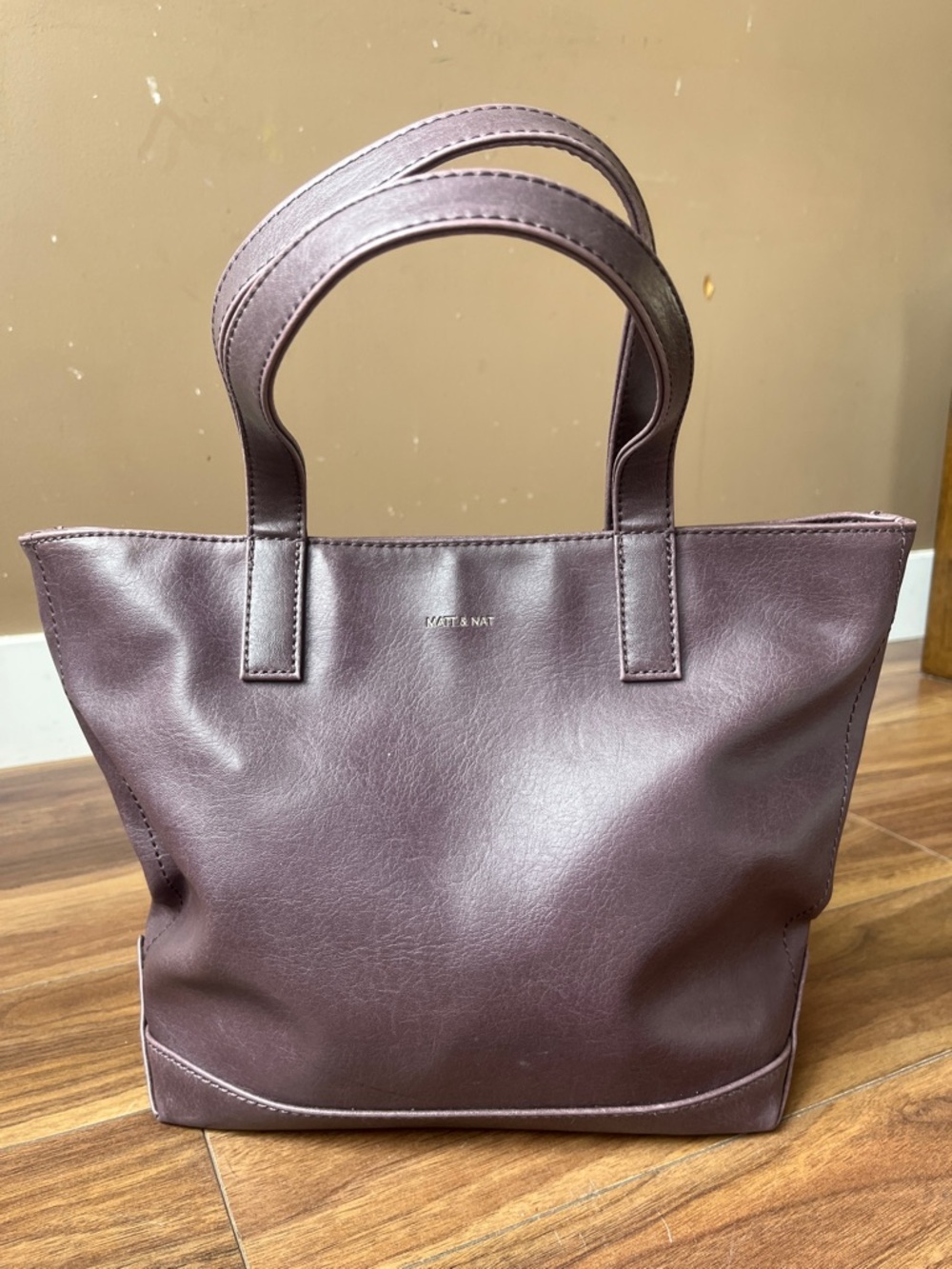 Matt & Nat Deep Plum Vegan Leather Shoulder Medium Bag Recycled